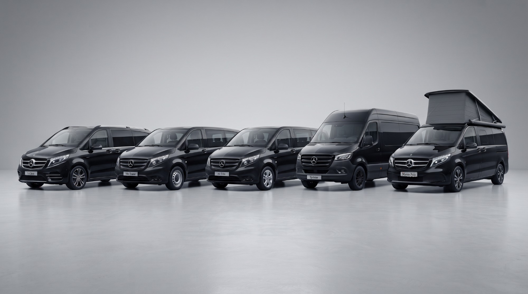 Flotte de vans Mercedes-Benz VANWAVE avec chauffeur privé